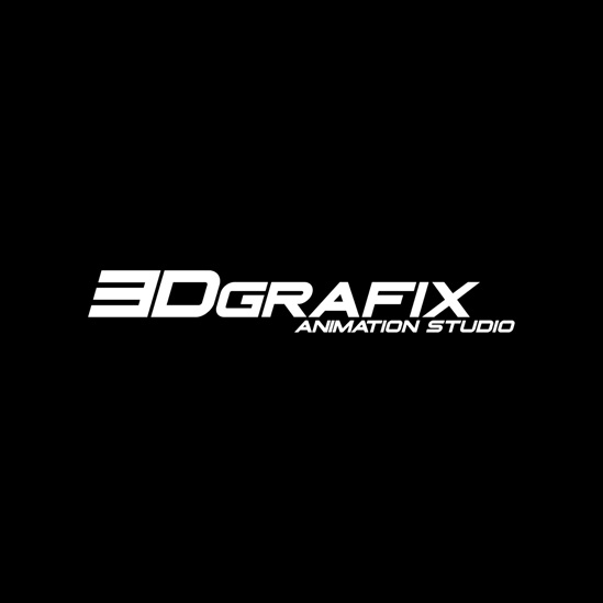 Das Logo von 3DGrafix ist in weiß auf einem schwarzen Hintergrund platziert.